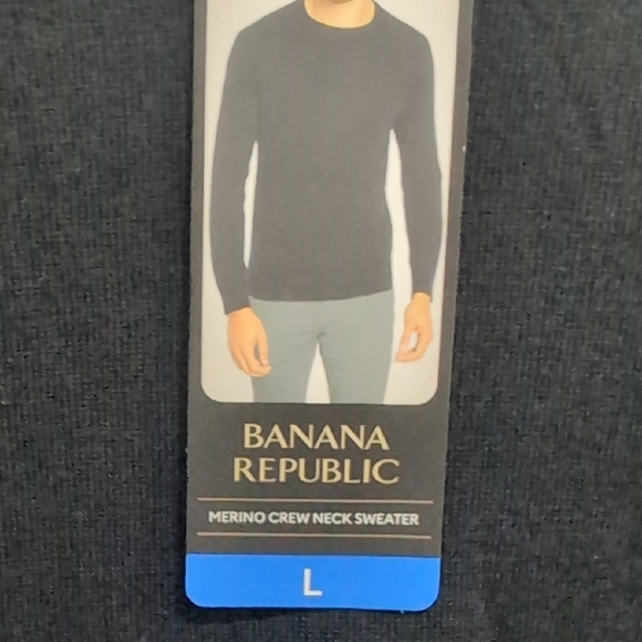 New Banana Republic Men's Classic Black Crewneck 100% Merino Wool Sweater Sz Lrg - Picture 4 of 6